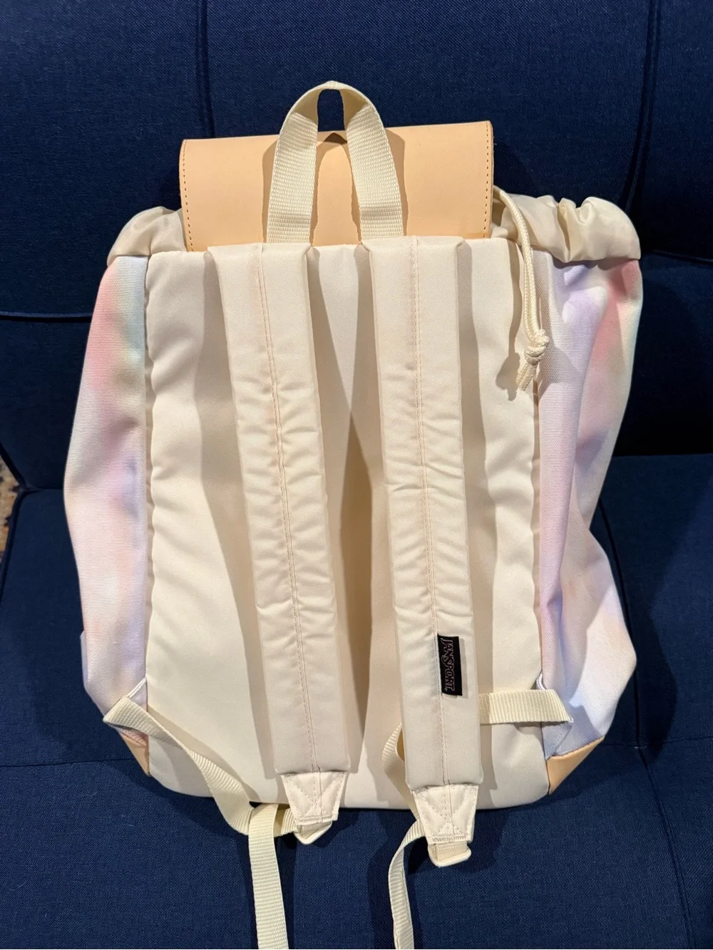 Jansport Pastel Rainbow Tie-Dye Backpack with Cream Trim